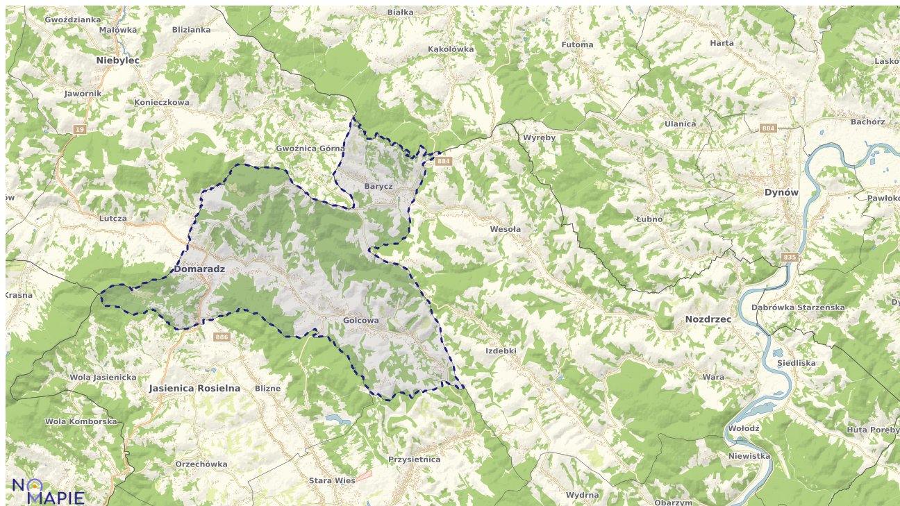 Mapa obszarów ochrony przyrody Domaradza
