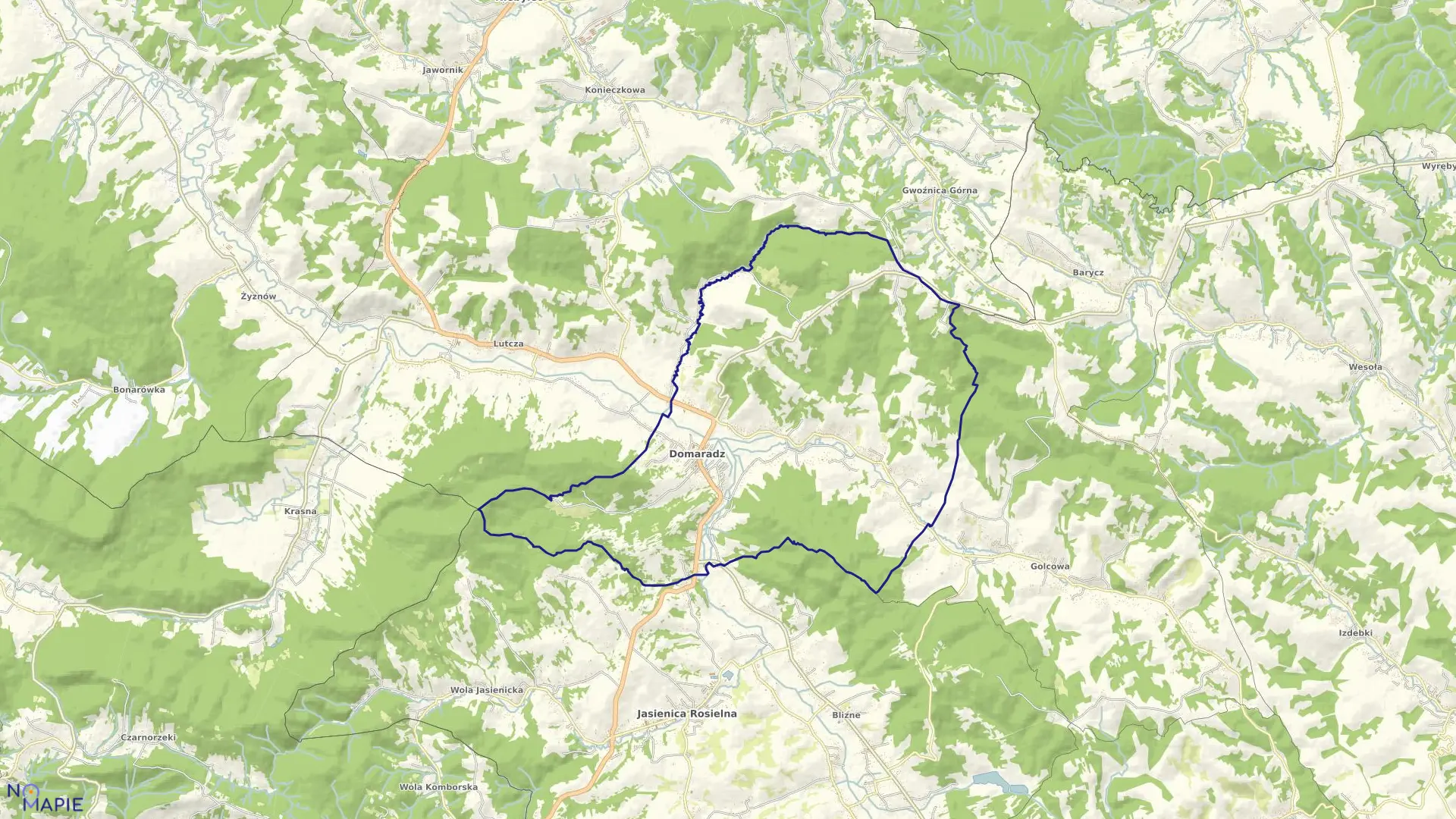Mapa obrębu Domaradz w gminie Domaradz