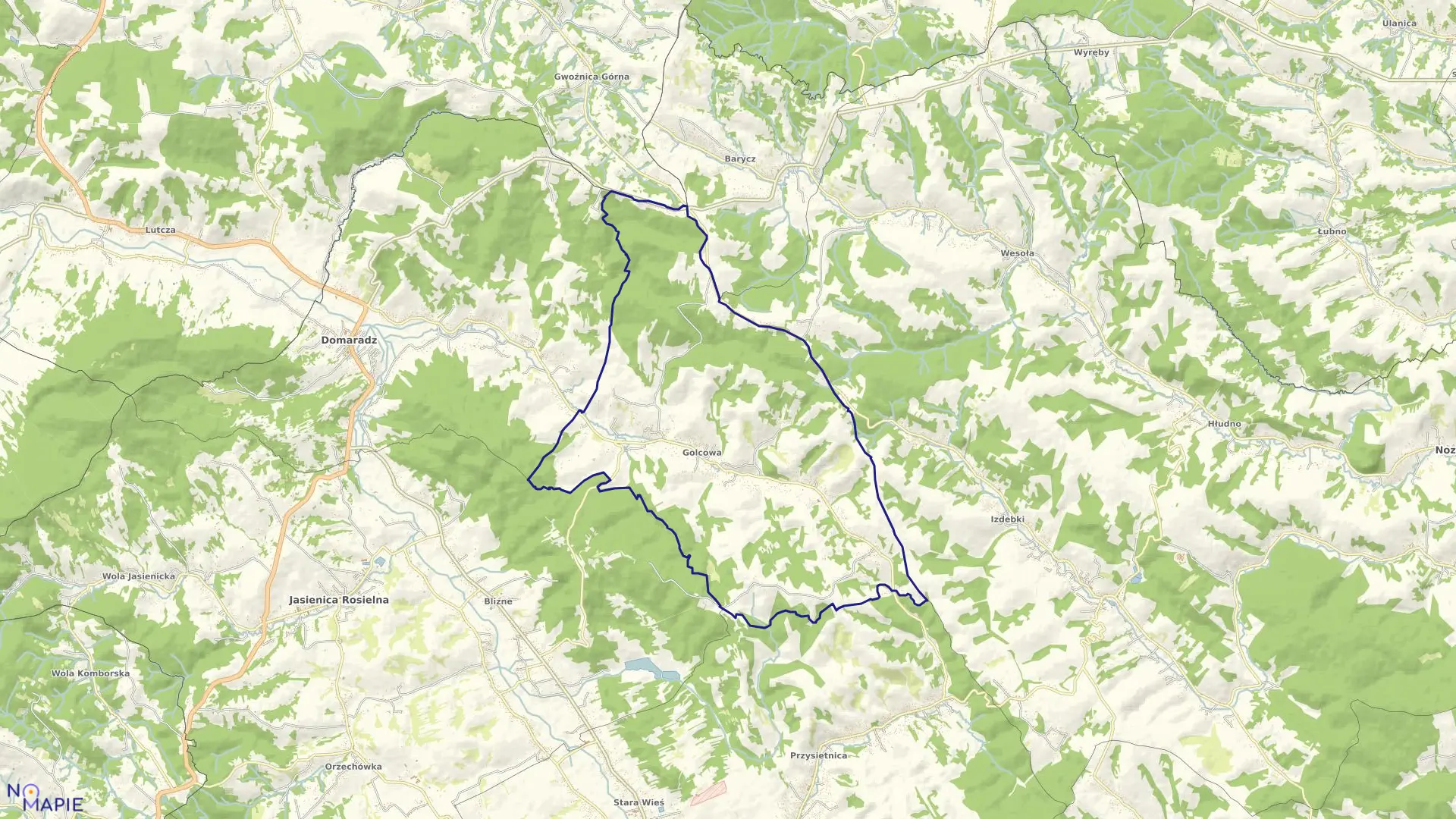 Mapa obrębu Golcowa w gminie Domaradz